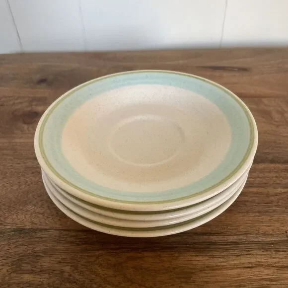 Vintage Franciscan Earthenware Tulip Time Coffee Saucers 6 1/4" Set of 4 - Picture 7 of 8